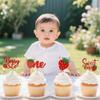12 Pcs Strawberry Sweet One Cupcake Toppers - Glitter Berry 1st Birthday Cupcake Decoration for Fruit Theme Birthday Party Baby Shower Cake Decor Supplies view 3