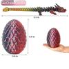 3D Printed Dragon Eggs with Dragon Inside, Large Articulated Dragons Toys with Eyes, Animal Fidget Toy Easter Surprise Eggs Home Decor Executive Desk Toy, Easter Gift for Kids (Red+Black+Golden) view 2
