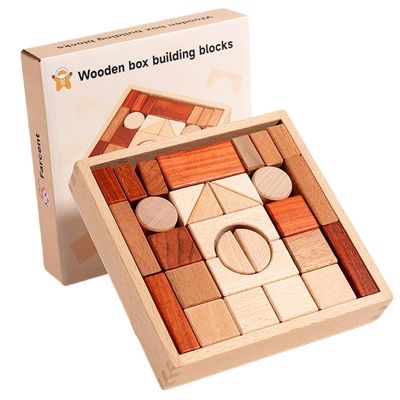 Adena Montessori Wooden Blocks for Kids, 29-Piece 3D Shapes Learning Toys for 1 Year Old, Baby & Toddler Educational Blocks for Home & Classroom,Geometric Solids for Sorting & Stacking