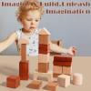 Adena Montessori Wooden Blocks for Kids, 29-Piece 3D Shapes Learning Toys for 1 Year Old, Baby & Toddler Educational Blocks for Home & Classroom,Geometric Solids for Sorting & Stacking view 3