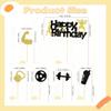 11Pcs Weightlifting Happy Birthday Cake Topper Set- Black Gold Glitter Fitness Cupcake Decoration for Gym Party Fitness Theme Birthday Party Cake Decoration view 4