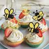 12Pcs Bumblebee Cupcake Toppers - Gold Glitter Heart Honeycomb Bee Cupcake Picks for Bee Theme Baby Shower Birthday Party Cupcake Decoration Supplies view 2
