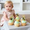 12Pcs Bumblebee Cupcake Toppers - Gold Glitter Heart Honeycomb Bee Cupcake Picks for Bee Theme Baby Shower Birthday Party Cupcake Decoration Supplies view 3