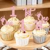 12 Pcs 1st Birthday Cupcake Toppers - Pink Glitter Crown One Cupcake Decorations Number 1 Cupcake Picks for Baby Shower First Birthday Party Cake Decor Supplies view 3