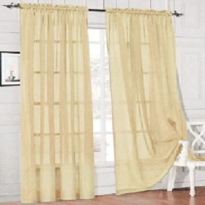 HooHero Yellow Simple Solid Tulle 54 Width Sheer Curtains Rod Pocket Home Decoration for Living Kids Room Bedroom Balcony