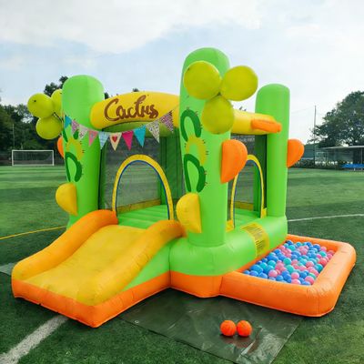 commowner Inflatable Bounce House, Indoor Outdoor Blow up Bouncy House Bouncer Castle with Splash Pool, Bouncer, Blow up Jump Bouncy Castle Water Park for Teens Backyard Party, Green