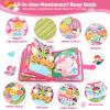 22 in 1 Busy Book for Toddlers 1-3-Sprite Montessori Toy Busy Board for 1 Year Old with Fishing Game, Educational Sensory Quiet Toy, Airplane Car Travel Essential Valentines Birthday Easter Gift Girl view 3