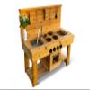 Noble Toys XL Cedar Outdoor Mud Kitchen Centered with Backsplash, Working Faucet and Oven for Toddlers Kids | Pretend Play Table | Sensory Table | Outside Playset | Real Wooden Kitchens | Preschool view 1