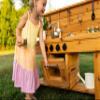 Noble Toys XL Cedar Outdoor Mud Kitchen Centered with Backsplash, Working Faucet and Oven for Toddlers Kids | Pretend Play Table | Sensory Table | Outside Playset | Real Wooden Kitchens | Preschool view 2