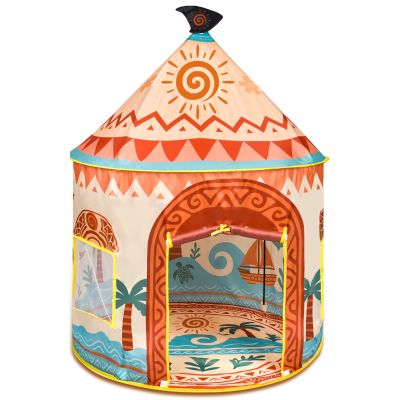 Amplov Tropical Adventure Princess Play Tent for Kids, 53"x41" Island-Themed Pop-Up Playhouse with LED Lights & Carry Bag, Indoor Outdoor Tent for Girls & Boys Ages 39