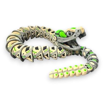 Articulated Snake, Robo-Rattler (Beige) | Home Dcor and Office Desk Toys | Autism, ADHD, Sensory | 3D Printed Gift