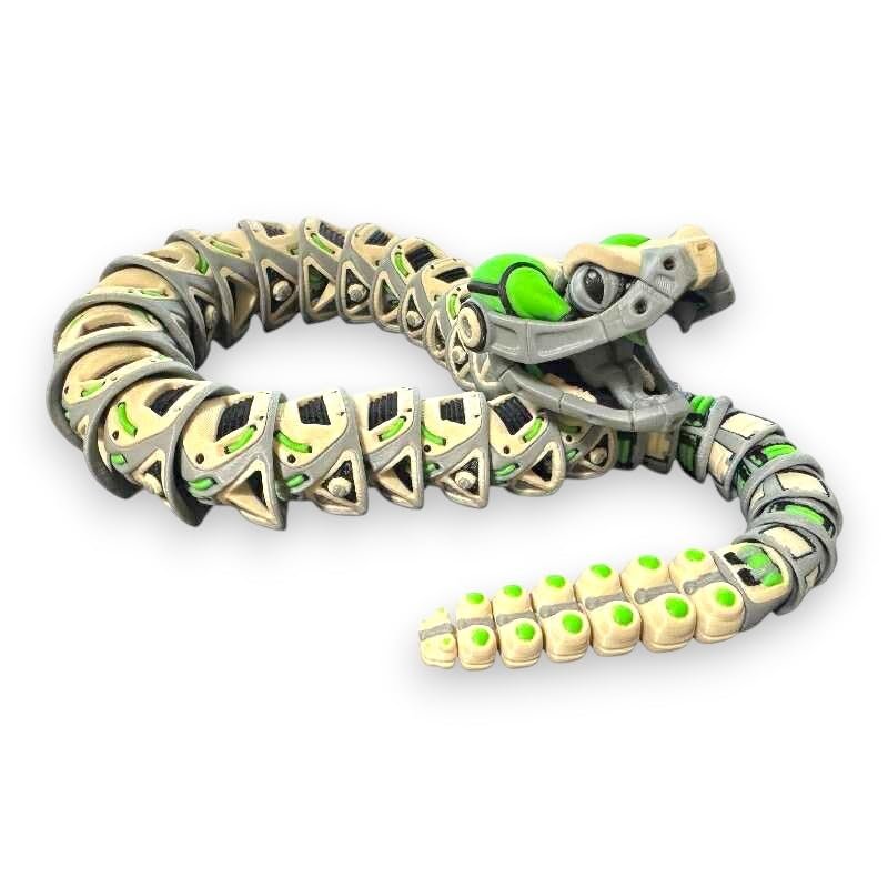 Articulated Snake, Robo-Rattler (Beige) | Home Dcor and Office Desk Toys | Autism, ADHD, Sensory | 3D Printed Gift