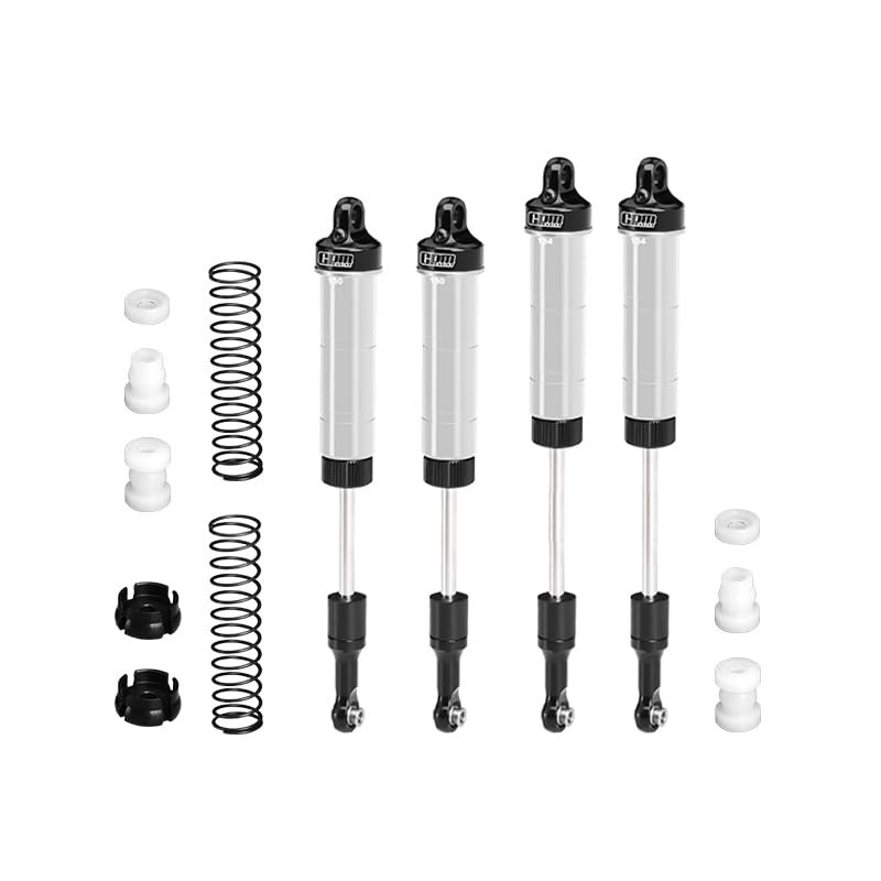 GPM 6061-T6 Alloy Front/Rear Complete Internal Spring Shock (130Mm And 134Mm) For 1/8 Lmt 2.0 Grave Digger 4X4 Solid Axle Brushless Monster Truck-Los04028 (Silver)