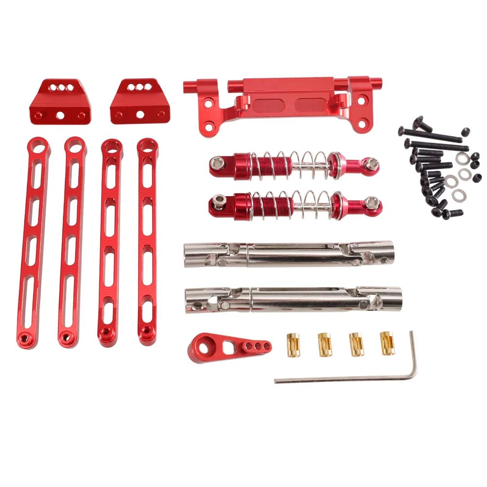 Rc Car Parts For MN For MN78 For MN82 For MN168 1/12 Metal Rod Shock Absorber Transmission Shaft Set RC Car Model Upgrade Accessories(Red)