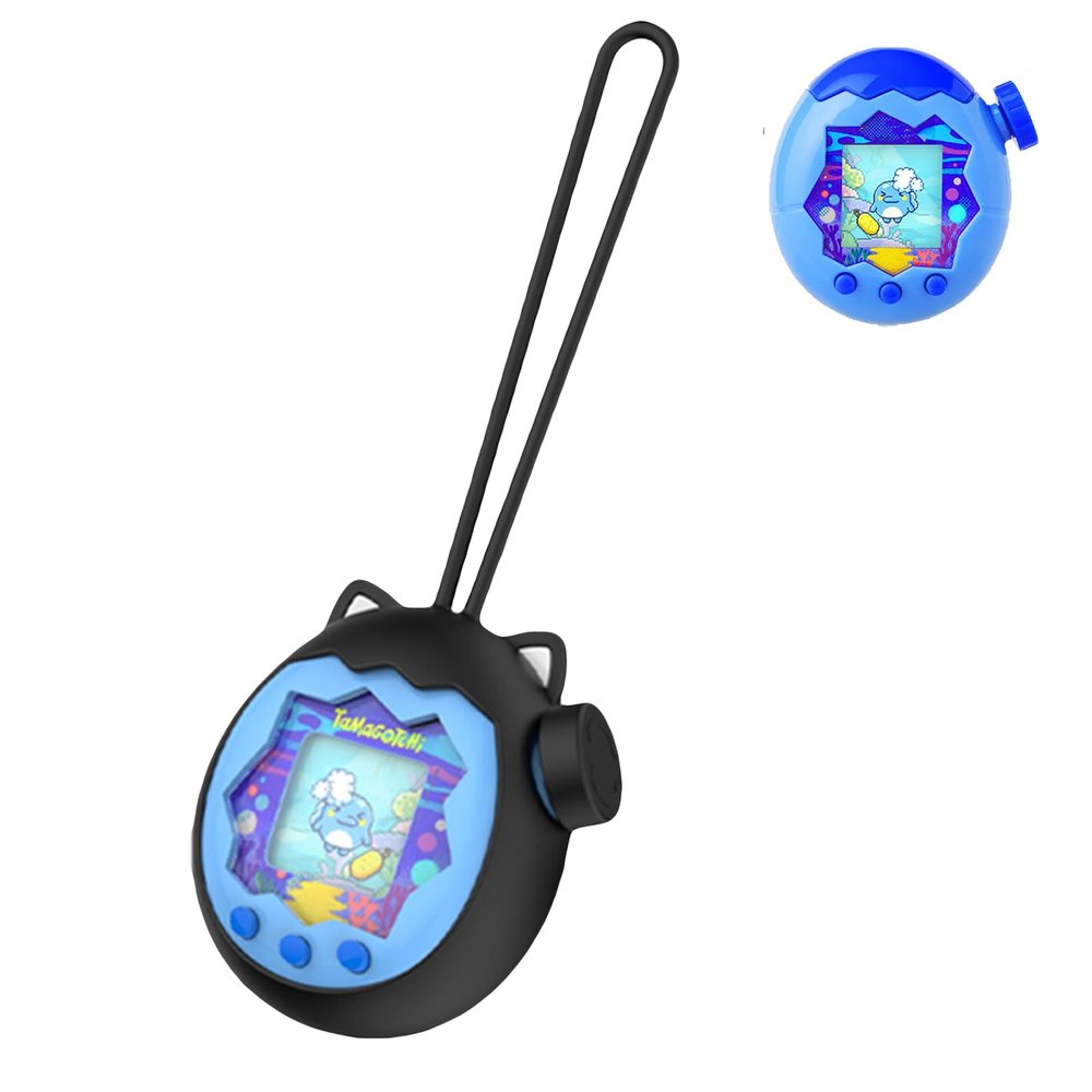 for Tamagotchi Paradise Silicone CaseSoft Protective Cover with Lanyard,Shockproof Dustproof Shell for Tamagotchi Electronic Pet Toy[Black]