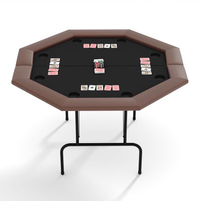 EltraWors Professional Poker Tables - 8-Player Poker Table,Foldable & Portable Design with Collapsible Legs & Cup Holders | Ideal for Texas Holdem & Blackjack | Home Game Night Centerpiece