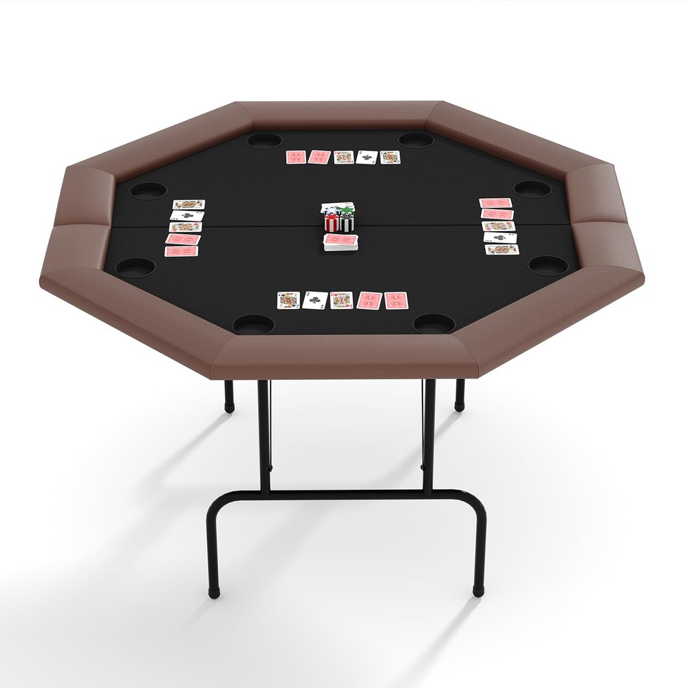 EltraWors Professional Poker Tables - 8-Player Poker Table,Foldable & Portable Design with Collapsible Legs & Cup Holders | Ideal for Texas Holdem & Blackjack | Home Game Night Centerpiece