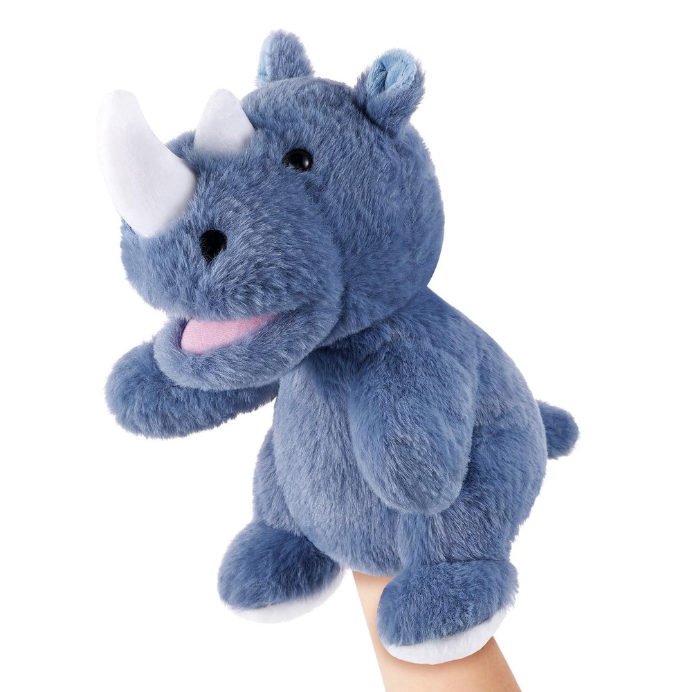 Animal Hand Puppets 11 Inch Safari Jungle Zoo Woodland Puppet Rainforest Grassland Animals Role-Playfor Kids Storytelling Imaginative Pretend Play Teaching Preschool Learning Educational(Rhino)