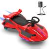 12V Electric Wiggle Car with Pedal for Kids, Rechargeable 2 in 1 Swing Car, Drifting Ride On Toys with Backrest, Anti-Rollover, Spray, Flashing Light, Music, for Ages 3 and Up(Red-Black) view 1