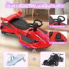 12V Electric Wiggle Car with Pedal for Kids, Rechargeable 2 in 1 Swing Car, Drifting Ride On Toys with Backrest, Anti-Rollover, Spray, Flashing Light, Music, for Ages 3 and Up(Red-Black) view 4