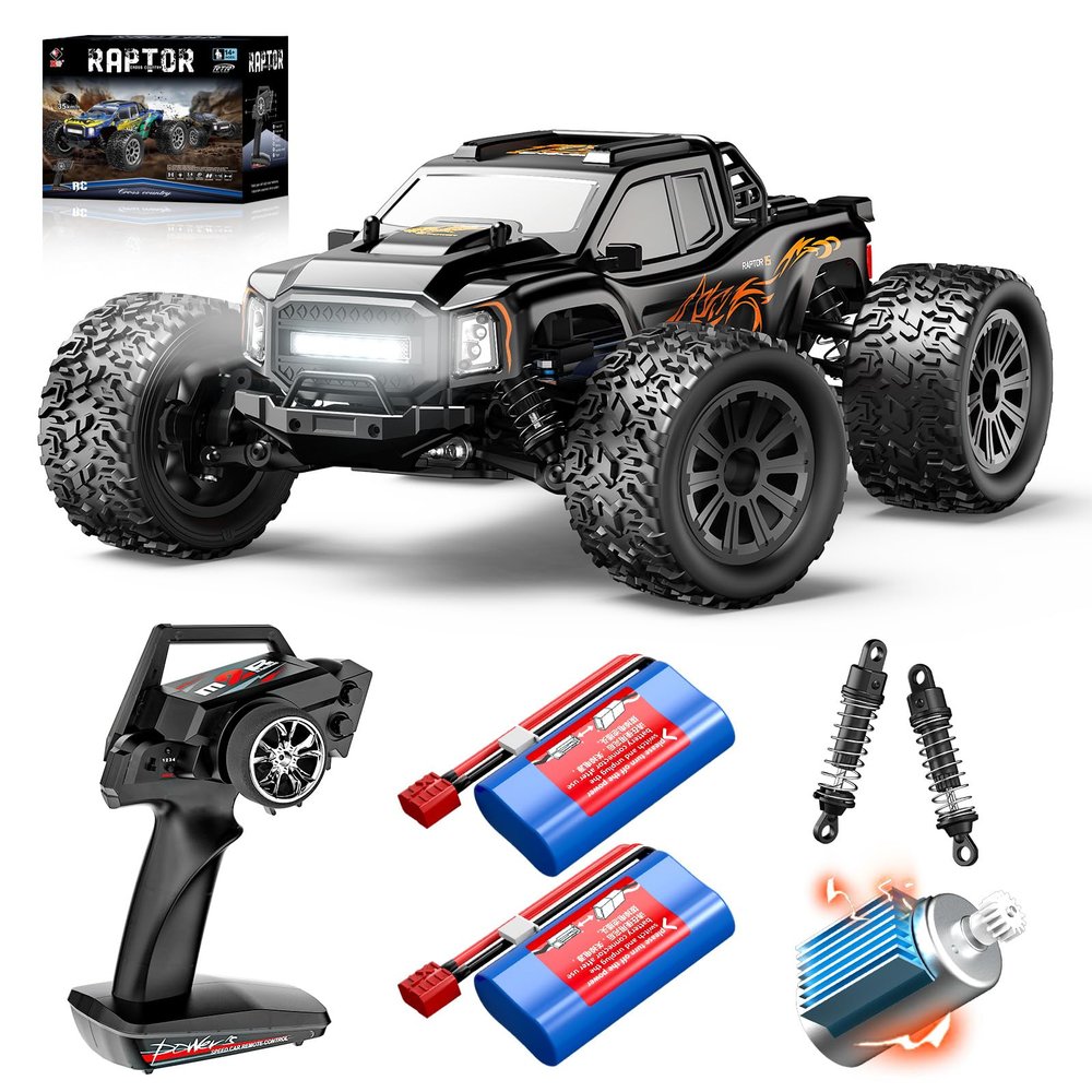 Cirmine RC Cars 1:16 Scale 4WD RC Car, Fast Off-Road RC Monster Truck 36KPH, 2.4G Carros de Control Remoto 4x4 with 2 1500 mAH Rechargeable Batteries, Remote Control Car Wltoys NO.164018