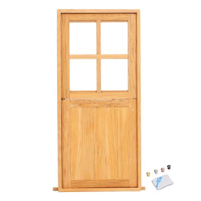 112: Miniature Furniture Wooden Door, Unpaint Simulation Door for Doll Home, Birch Wood Stable Door with Handles, DIY Decoratable Door for Room Box Model