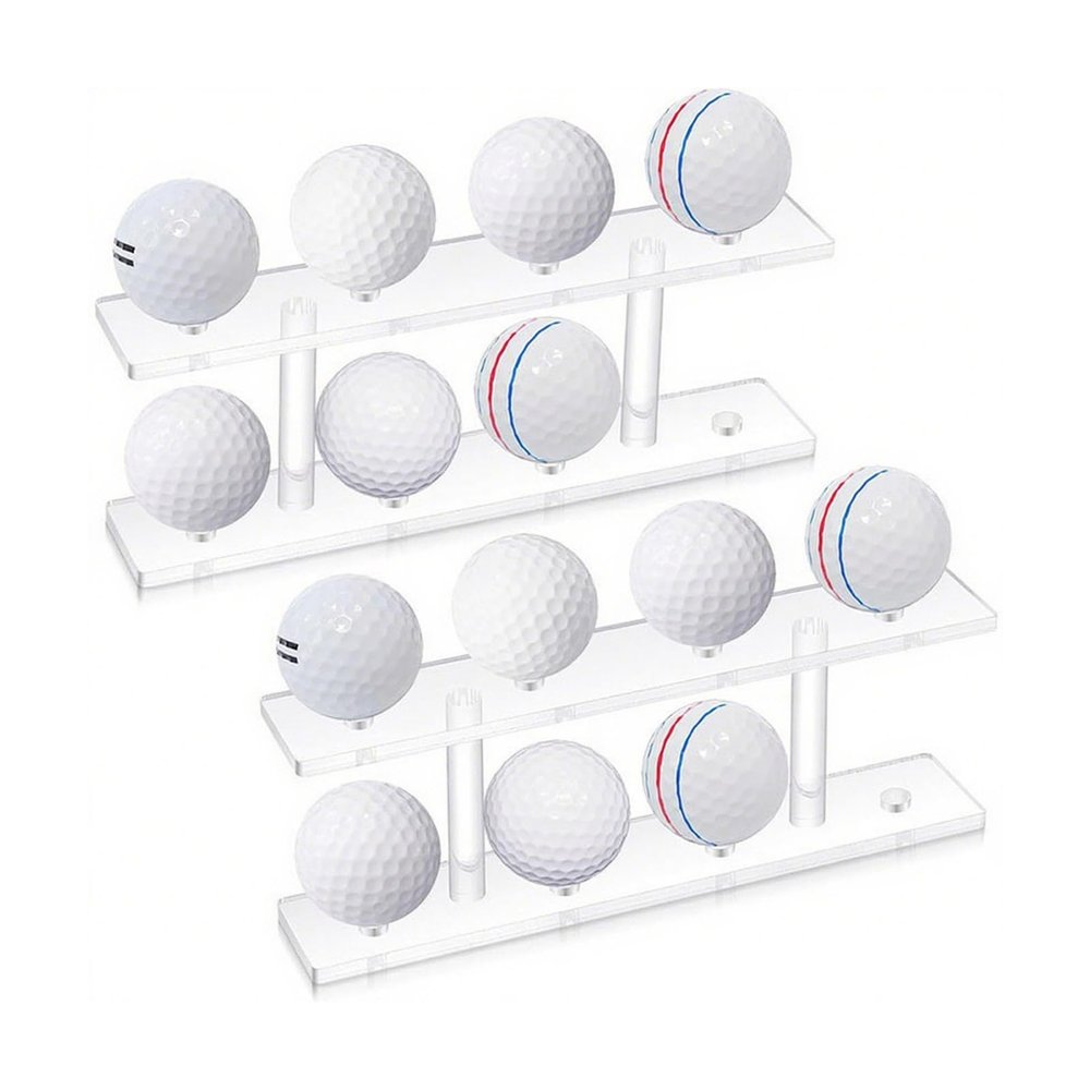 2Pcs Acrylic Golfs Ball Display Case Cabinet Shelf Double Layer Balls Stand For Collections Display For Home/Office
