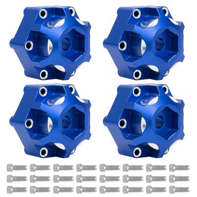 4Pcs Wheel Hex Hub Adapters Aluminum Wheel Spacers for All 1/10 RC Car Truck SCX10 TRX4 Slash Rustler Stampede Granite (Blue)
