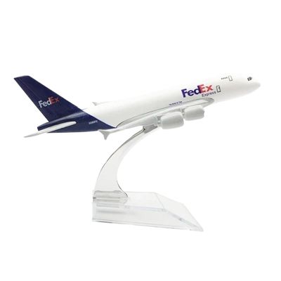 16CM Airplane Model for FedEx Cargo Logistics Airbus A380 Airlines Aircraft Diecast Metal Plane Playkits