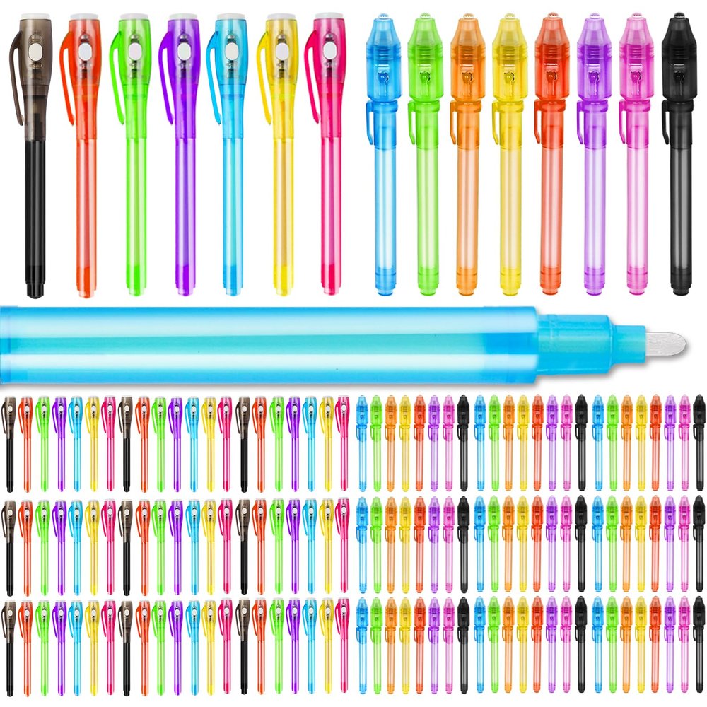 Daemson 150PCS Invisible Ink Pen with UV Light, Spy Pens, Black Light Pen