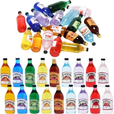 18-Piece Miniature Beverage Bottles Set  Realistic Beer & Soda Bottles, 1:12 Scale Dollhouse Drink Accessories for Tabletop Dcor, DIY Crafts, and Mini Bar Decorations