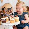 12Pcs Pink Glitter Cowboy My 1st Birthday Cupcake Toppers - Cowboy Hats & Horses Cake Toppers - Western Theme Party Cake Decor for Baby Showers & Birthdays view 2