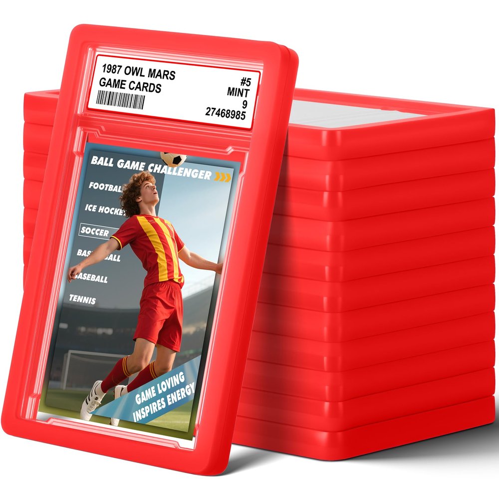 12 Pack Graded Card Slab with PSA Slab Bumper, Hard TPU PSA Slab Protector Guard for Graded Cards, Baseball Card Trading Card Slab Acrylic Hard Sleeves with Label Position PSA Slab Bumper Protection