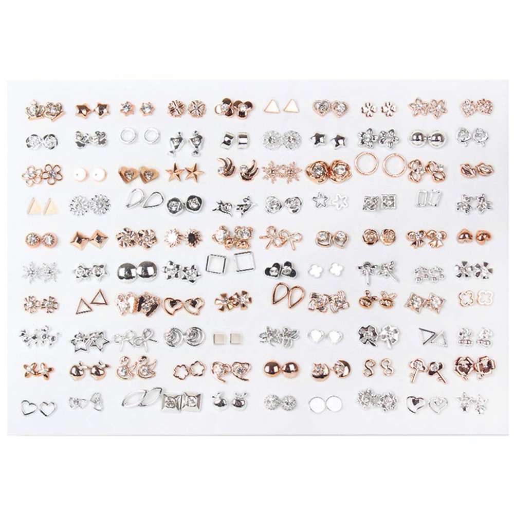 BOGEEL Beautiful Earrings 100 Pairs Assorted Styles Earrings All-Match for Daily Wear