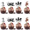 12Pcs Cowboy My 1st Birthday Cupcake Topper - White Glitter First Birthday Hat Cowboy One Cupcake Toppers - Western Theme Party Cupcake Decor for Baby Showers & Birthdays