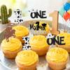 12Pcs Cowboy My 1st Birthday Cupcake Topper - White Glitter First Birthday Hat Cowboy One Cupcake Toppers - Western Theme Party Cupcake Decor for Baby Showers & Birthdays view 2