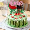 1 Pc Pink Glitter Watermelon 1st Cake Topper One Cake Decoration Watermelon 1st Birthday Cake Toppers - for Fruit Themed Parties Baby 1st Birthday Baby Shower Cake Decorations view 2