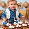 12Pcs Cowboy My 1st Birthday Cupcake Toppers 1st Cupcake Decoration- Black Glitter Cowboy Hats & Horses Cake Toppers - Western Theme Party Cake Decor for Baby Showers & Birthdays view 2