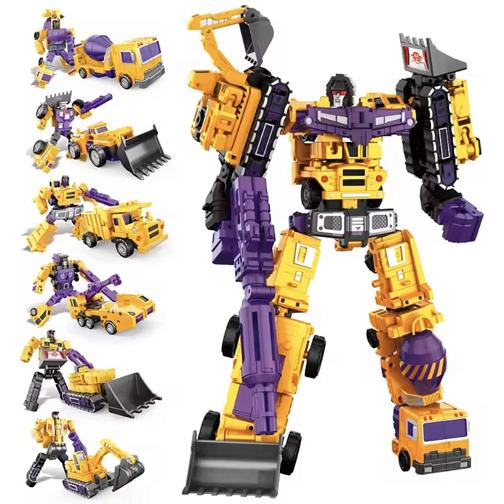 WILD HUNTER 6 in 1 Construction Vehicle Engineering Truck Robot Combiner 11 Inch Action Figures Transformations Construction Vehicles Robots Figure Toys Model Gift