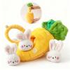 AVENLAND Sensory Carrot House Toy for Babies - Plush Montessori Toy with Mirror, 3 Bunny Rattles & Pull-Out Carrot, Crinkle Leaf, Fine Motor Skills Development, Washable view 1