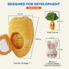 AVENLAND Sensory Carrot House Toy for Babies - Plush Montessori Toy with Mirror, 3 Bunny Rattles & Pull-Out Carrot, Crinkle Leaf, Fine Motor Skills Development, Washable view 2