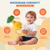 AVENLAND Sensory Carrot House Toy for Babies - Plush Montessori Toy with Mirror, 3 Bunny Rattles & Pull-Out Carrot, Crinkle Leaf, Fine Motor Skills Development, Washable view 3