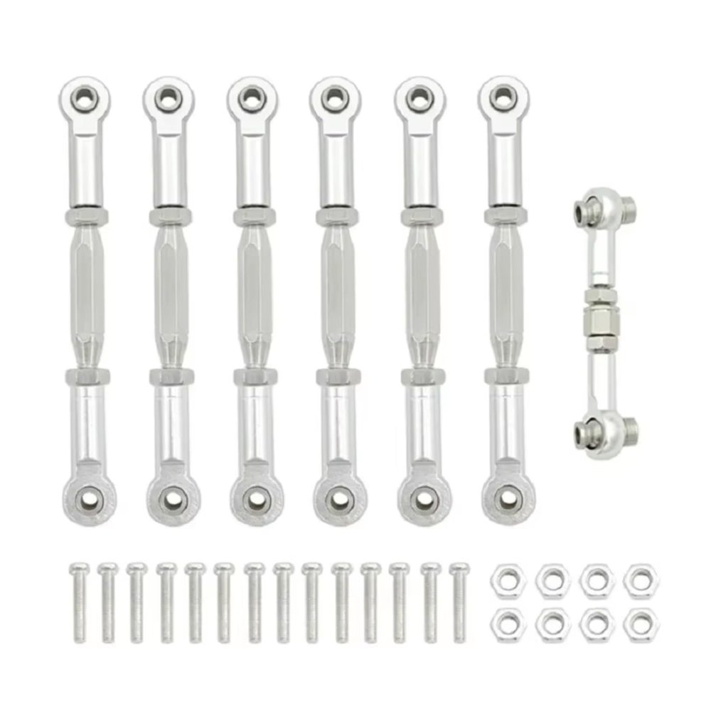 For Traxxas For Slash 4X4 For VXL 2WD For Rustler For Stampede For Hoss 1/10 Metal Turnbuckles Camber Link Rod Linkage Set RC Car Accessories RC Car Upgrade Part(Silver)