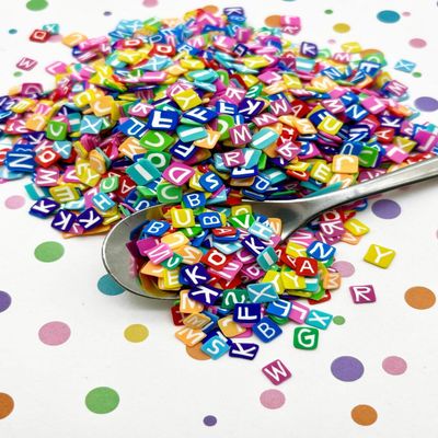 Assorted Polymer Clay Kawaii Alphabet Sprinkles, Letter Sprinkle Mix Decoden Funfetti Jimmies for Crafts, Resin, Slime, Nail Art Decoration (15 gram bag)