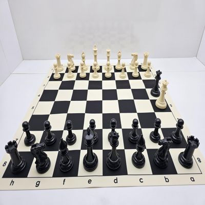 20-inch Foldable Silicone Easy-to-Clean Large Chess Set, Plastic Weighted Staunton Pieces 2 Extra Queens,Family Retro Adult and Children's Chess Portable Travel Game Chess Set with Storage Bag