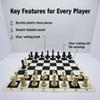 20-inch Foldable Silicone Easy-to-Clean Large Chess Set, Plastic Weighted Staunton Pieces 2 Extra Queens,Family Retro Adult and Children's Chess Portable Travel Game Chess Set with Storage Bag view 3