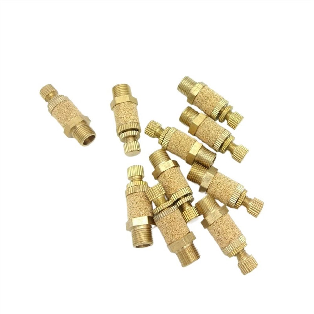10Pcs/lot B 1/8 1/4 3/8 1/2 3/4 Exhaust Muffler Throttle Valve Silencer Sintered Copper Muffler Brass Fitting(3/4")