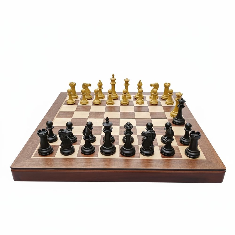18 Inch Folding Large Chess Set with High Polymer Weighted Standard Chess Pieces for Family Vintage Board Games Chess Set for Adults and Kids Chess Enthusiasts