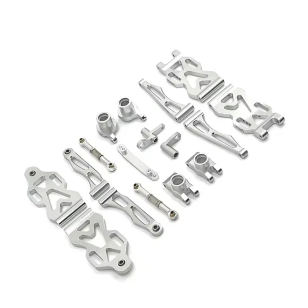 Rc Parts For SCY For JJRC 16101 16102 16103 16104 16106 16201 1/16 Metal Upgrade For Swing Arm Steering Cup Connecting Rod Set RC Car Parts(Silver)