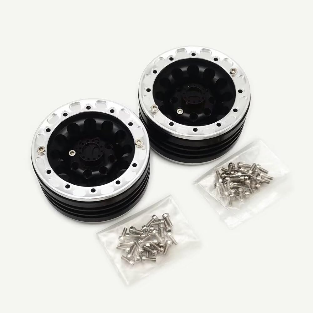 All Aluminum 1.9 Inch Beadlock Wheel Rims Wheel Hub 55 * 28 * 12 * 4 2pcs for 1/10 Crawler RC TRX-4 TRX6 SCX10 D90 Redcat Gen8 Gen7 12mm Hex
